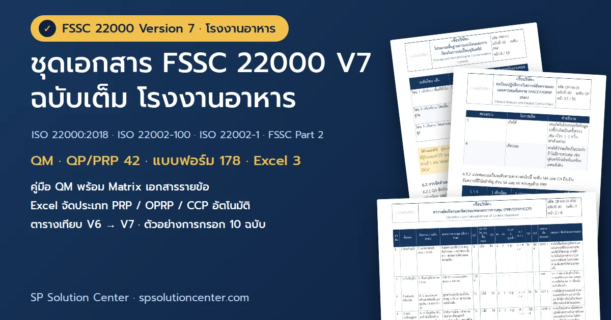 ปกชุดเอกสาร FSSC 22000 V7 ฉบับเต็ม โรงงานอาหาร